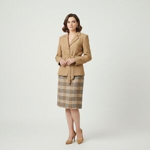 Vintage MENG Plaid Skirt Suit - Professional 90s Chic - Size M